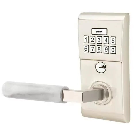 Emtek Modern - L-Square White Marble Lever Electronic Keypad Lock by Emtek