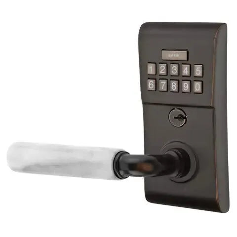 Emtek Modern - R-Bar White Marble Lever Electronic Keypad Lock by Emtek