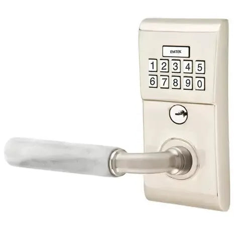 Emtek Modern - R-Bar White Marble Lever Electronic Keypad Lock by Emtek