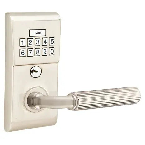 Emtek Modern - R-Bar Straight Knurled Lever Electronic Keypad Lock by Emtek