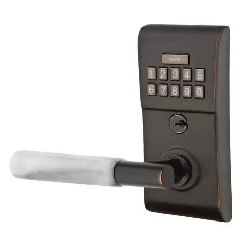 Emtek Modern - T-Bar White Marble Lever Electronic Keypad Lock by Emtek