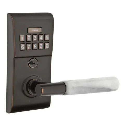 Emtek Modern - T-Bar White Marble Lever Electronic Keypad Lock by Emtek