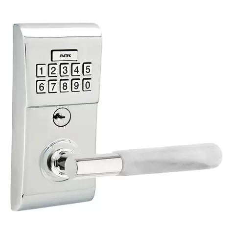 Emtek Modern - T-Bar White Marble Lever Electronic Keypad Lock by Emtek