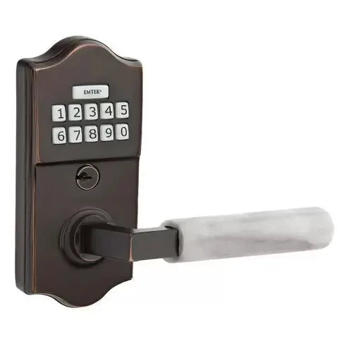 Emtek Classic - L-Square White Marble Lever Electronic Keypad Lock by Emtek