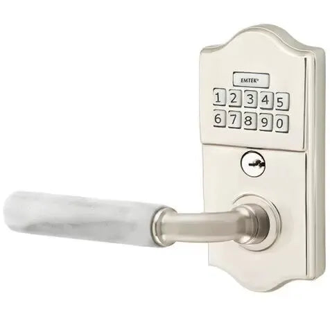 Emtek Modern - R-Bar White Marble Lever Electronic Keypad Lock by Emtek
