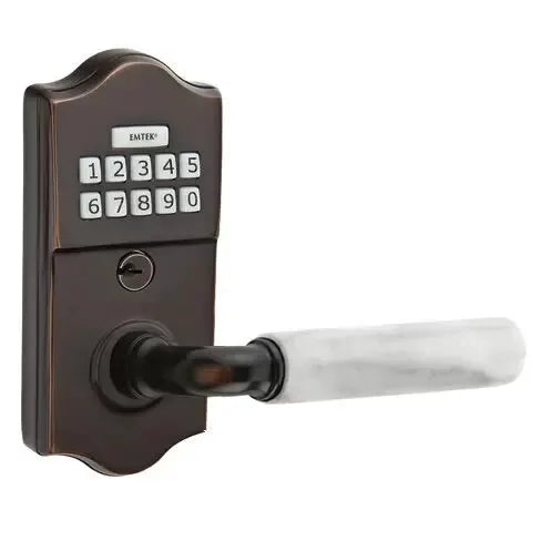 Emtek Modern - R-Bar White Marble Lever Electronic Keypad Lock by Emtek