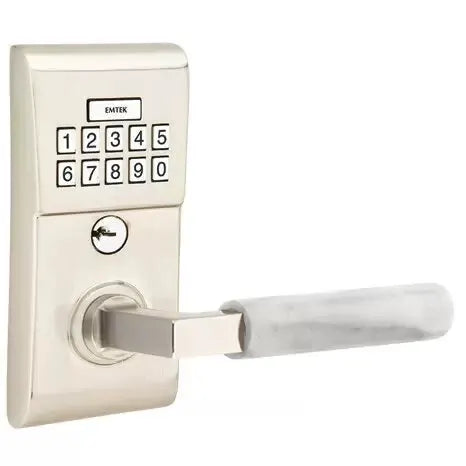 Emtek Modern - L-Square White Marble Lever Electronic Keypad Lock by Emtek
