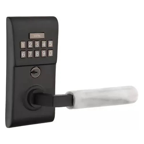 Emtek Modern - L-Square White Marble Lever Electronic Keypad Lock by Emtek