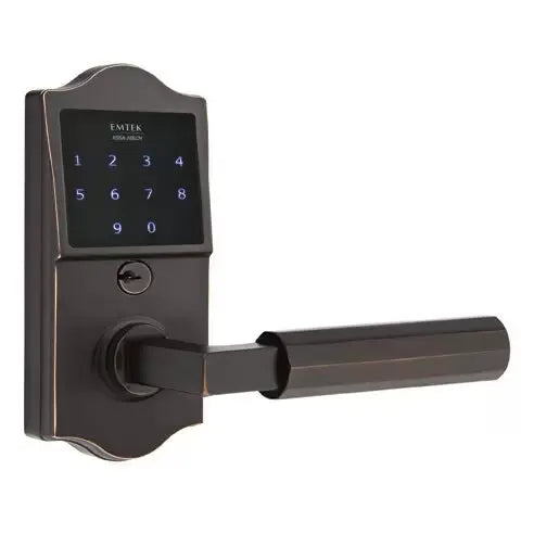 Emtek Emtouch Classic - L-Square Faceted Lever Electronic Touchscreen Lock by Emtek