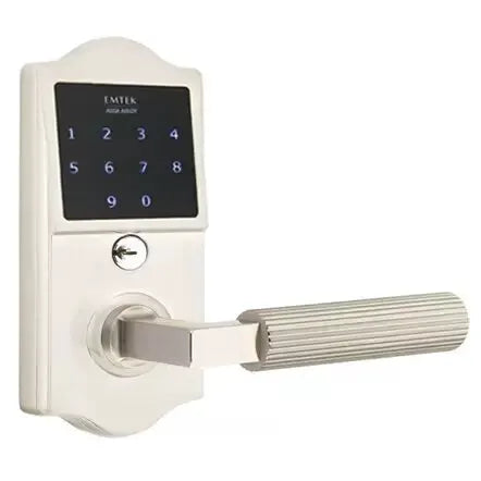Emtek Emtouch Classic - L-Square Straight Knurled Lever Electronic Touchscreen Lock by Emtek