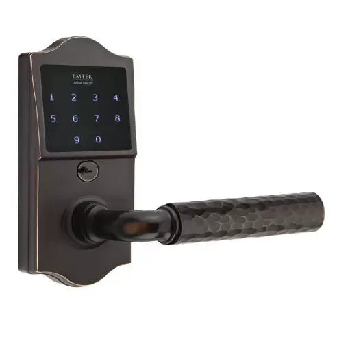 Emtek Emtouch Classic - R-Bar Hammered Lever Electronic Touchscreen Lock by Emtek