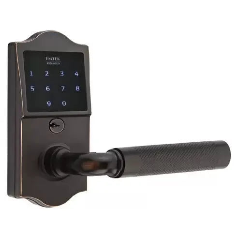 Emtek Emtouch Classic - R-Bar Knurled Lever Electronic Touchscreen Lock by Emtek