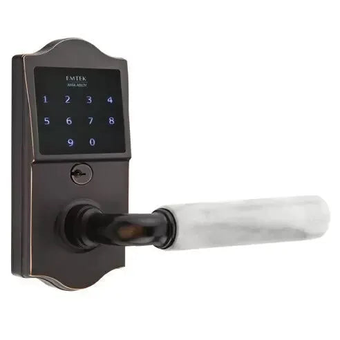 Emtek Emtouch Classic - R-Bar White Marble Lever Electronic Touchscreen Lock by Emtek