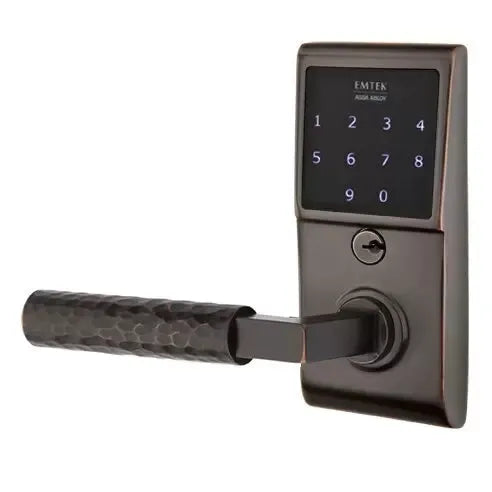 Emtek Emtouch - L-Square Hammered Lever Electronic Touchscreen Lock by Emtek