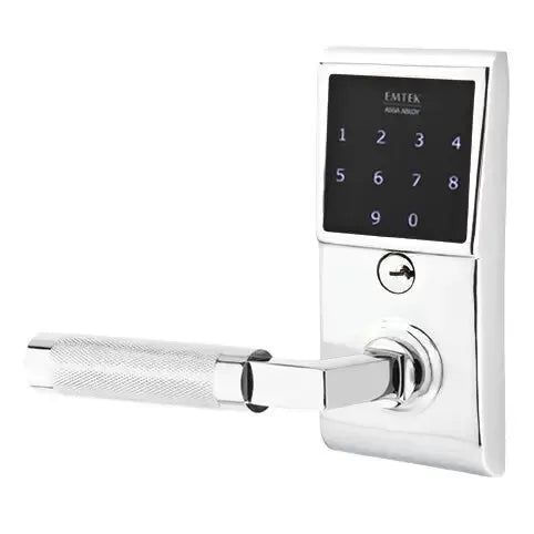 Emtek Emtouch - L-Square Knurled Lever Electronic Touchscreen Lock by Emtek