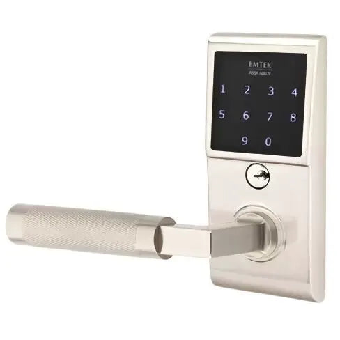Emtek Emtouch - L-Square Knurled Lever Electronic Touchscreen Lock by Emtek