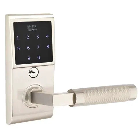 Emtek Emtouch - L-Square Knurled Lever Electronic Touchscreen Lock by Emtek