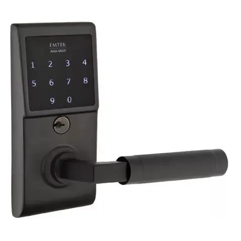 Emtek Emtouch - L-Square Knurled Lever Electronic Touchscreen Lock by Emtek