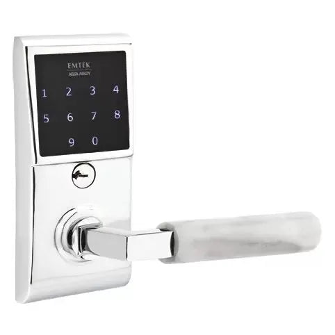 Emtek Emtouch - L-Square White Marble Lever Electronic Touchscreen Lock by Emtek
