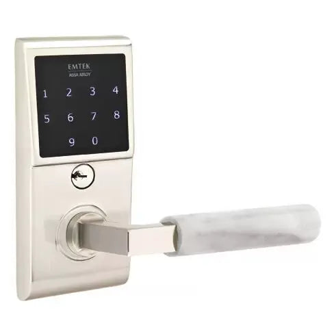 Emtek Emtouch - L-Square White Marble Lever Electronic Touchscreen Lock by Emtek