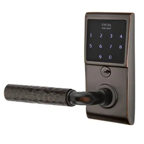 Emtek Emtouch - R-Bar Hammered Lever Electronic Touchscreen Lock by Emtek