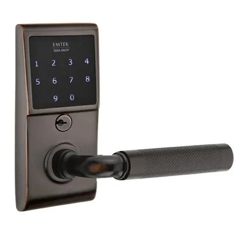 Emtek Emtouch - R-Bar Knurled Lever Electronic Touchscreen Lock by Emtek