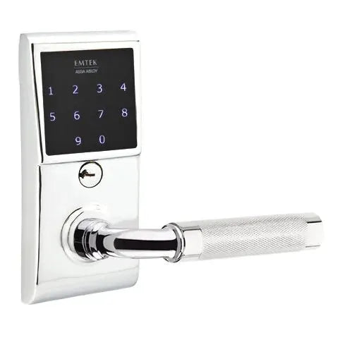 Emtek Emtouch - R-Bar Knurled Lever Electronic Touchscreen Lock by Emtek