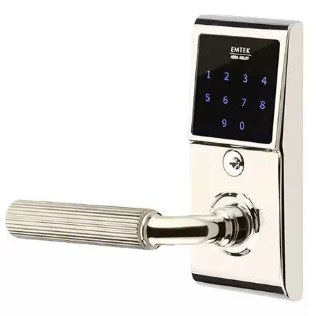 Emtek Emtouch - R-Bar Straight Knurled Lever Electronic Touchscreen Lock by Emtek