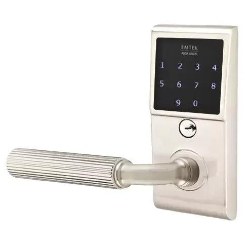 Emtek Emtouch - R-Bar Straight Knurled Lever Electronic Touchscreen Lock by Emtek
