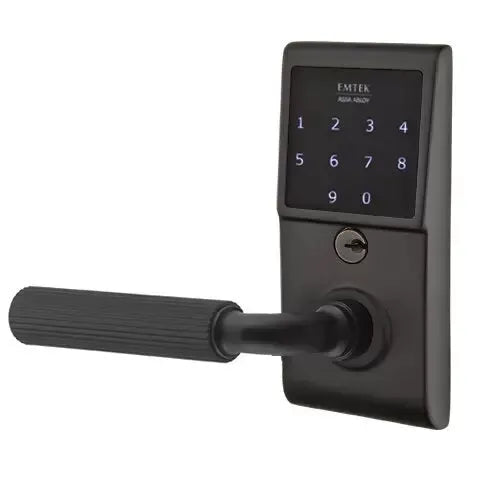 Emtek Emtouch - R-Bar Straight Knurled Lever Electronic Touchscreen Lock by Emtek