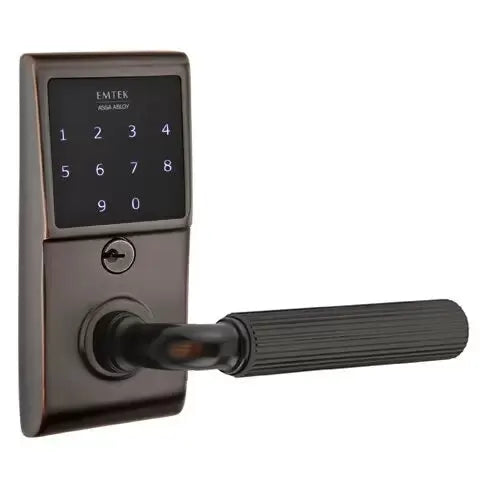Emtek Emtouch - R-Bar Straight Knurled Lever Electronic Touchscreen Lock by Emtek