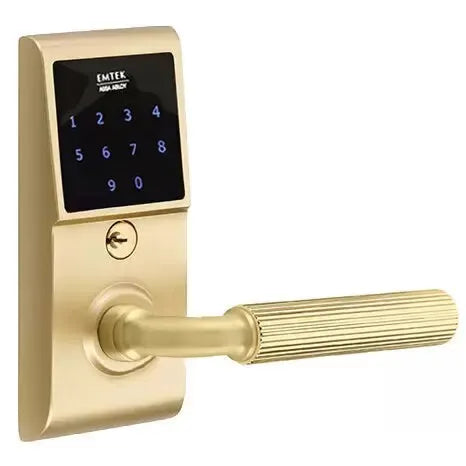 Emtek Emtouch - R-Bar Straight Knurled Lever Electronic Touchscreen Lock by Emtek