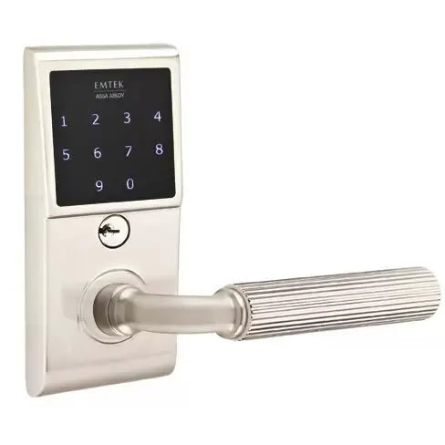 Emtek Emtouch - R-Bar Straight Knurled Lever Electronic Touchscreen Lock by Emtek