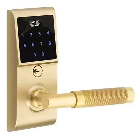 Emtek Emtouch - T-Bar Knurled Lever Electronic Touchscreen Lock by Emtek