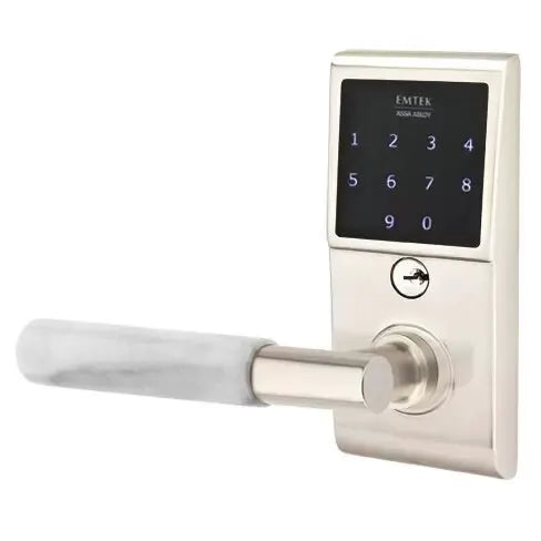 Emtek Emtouch - T-Bar White Marble Lever Electronic Touchscreen Lock by Emtek