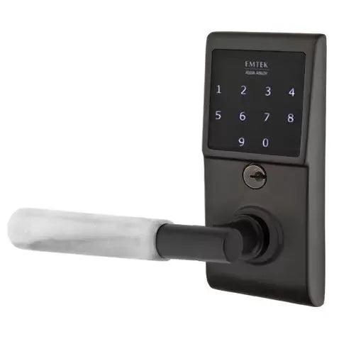 Emtek Emtouch - T-Bar White Marble Lever Electronic Touchscreen Lock by Emtek