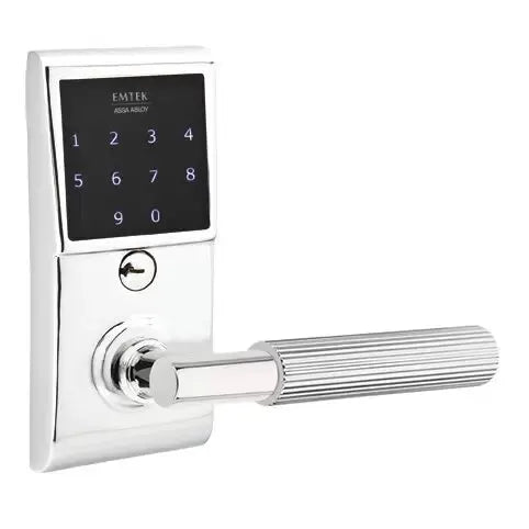 Emtek Emtouch - T-Bar Straight Knurled Lever Electronic Touchscreen Lock by Emtek