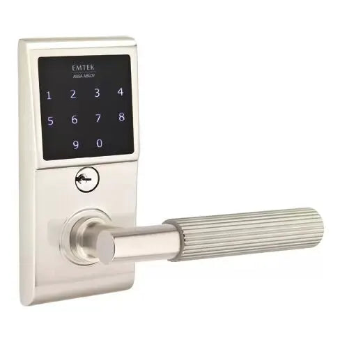 Emtek Emtouch - T-Bar Straight Knurled Lever Electronic Touchscreen Lock by Emtek