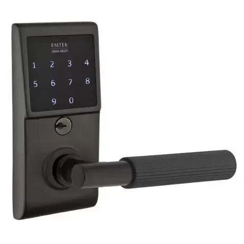 Emtek Emtouch - T-Bar Straight Knurled Lever Electronic Touchscreen Lock by Emtek