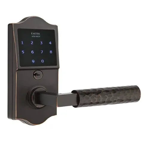 Emtek Emtouch Classic - L-Square Hammered Lever Electronic Touchscreen Lock by Emtek