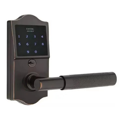 Emtek Emtouch Classic - T-Bar Knurled Lever Electronic Touchscreen Lock by Emtek