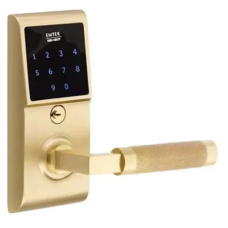Emtek Emtouch - L-Square Knurled Lever Electronic Touchscreen Lock by Emtek