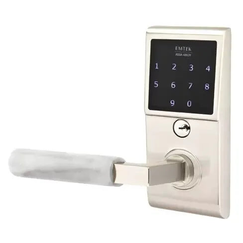 Emtek Emtouch - L-Square White Marble Lever Electronic Touchscreen Lock by Emtek