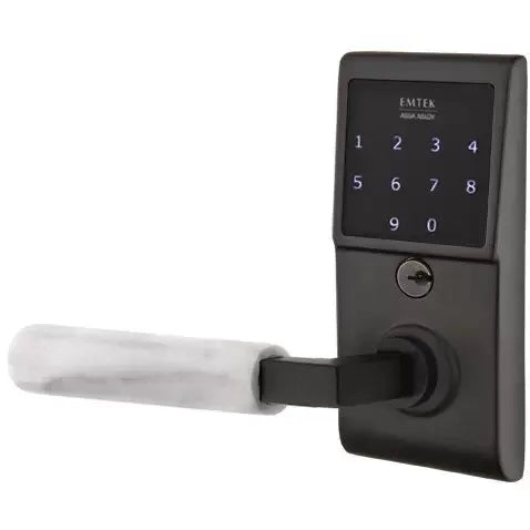 Emtek Emtouch - L-Square White Marble Lever Electronic Touchscreen Lock by Emtek