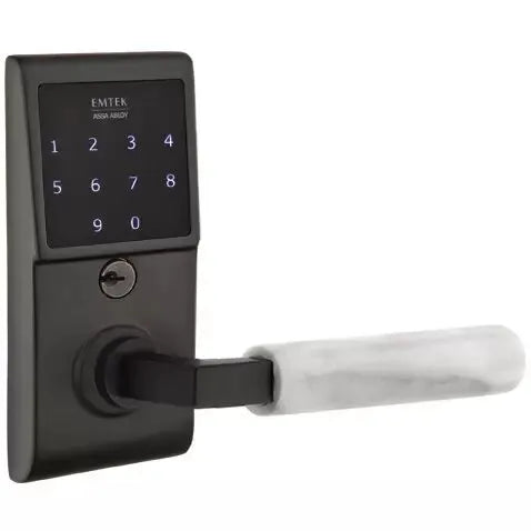 Emtek Emtouch - L-Square White Marble Lever Electronic Touchscreen Lock by Emtek