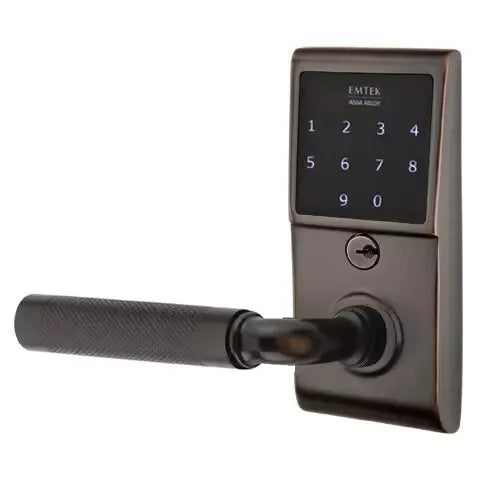Emtek Emtouch - R-Bar Knurled Lever Electronic Touchscreen Lock by Emtek