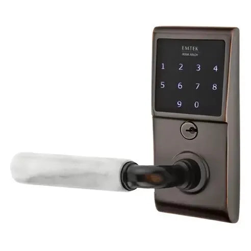 Emtek Emtouch - R-Bar White Marble Lever Electronic Touchscreen Lock by Emtek