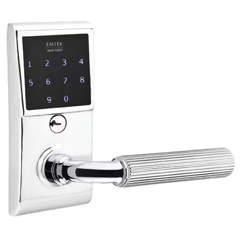 Emtek Emtouch - R-Bar Straight Knurled Lever Electronic Touchscreen Lock by Emtek