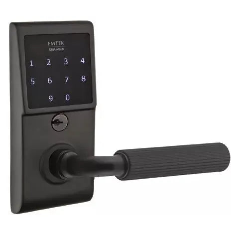 Emtek Emtouch - R-Bar Straight Knurled Lever Electronic Touchscreen Lock by Emtek