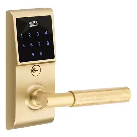 Emtek Emtouch - T-Bar Hammered Lever Electronic Touchscreen Lock by Emtek